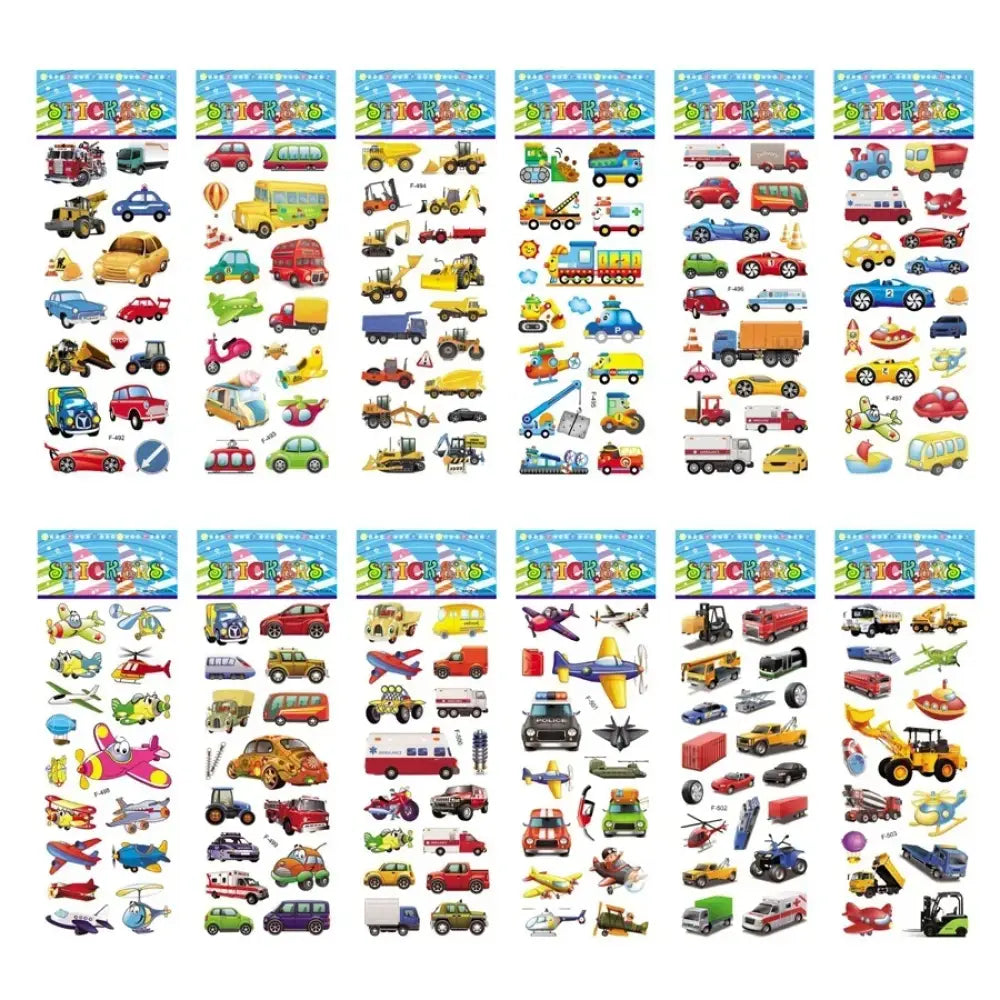 5 Sheets Kids Stickers Puffy Stickers for Children Birthday Christmas New Year Gift for Girl Boy Scrapbooking Cartoon