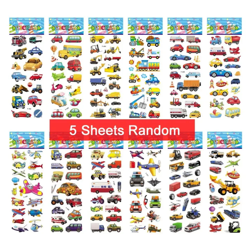 5 Sheets Kids Stickers Puffy Stickers for Children Birthday Christmas New Year Gift for Girl Boy Scrapbooking Cartoon