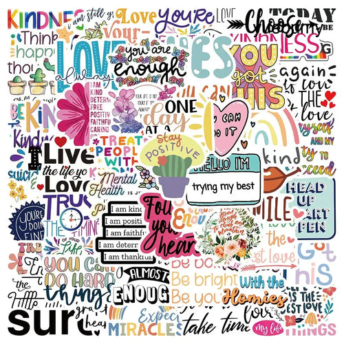 52pcs Inspirational Quote Stickers Pack Positive Decals DIY Laptops Water Bottles Phones Decorative Stickers Perfect