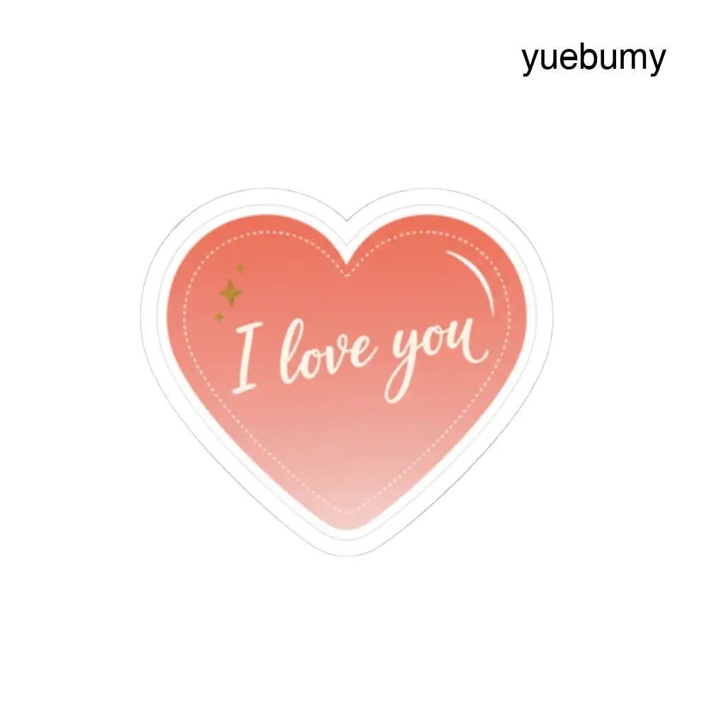 Heart-Shaped ’I Love You’ Kiss-Cut Sticker – Romantic Valentine Laptop Decal - 3’’ × 3’’ / White - Stickers