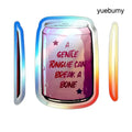 Holographic Die-Cut Sticker, Iridescent Can Design “A Gentle Tongue Can Break a Bone” - 2’’ × 2’’ / Die-Cut