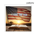 I Love the USA Square Vinyl Sticker, Patriotic American Flag Decal - 2’’ × 2’’ - Stickers