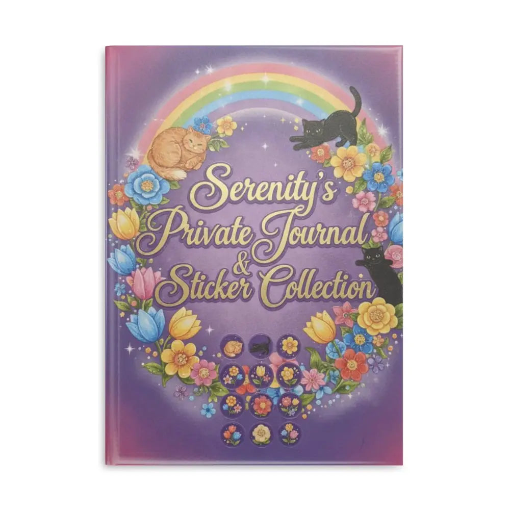 Personalized Serenity Hardcover Notebook, Puffy-Cover Journal & Sticker Book for Girls - A4 / Ruled line / Glossy
