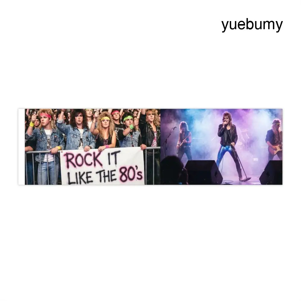 Rock It Like the 80s Bumper Sticker, Retro Concert Band Decal - 11’’ × 3’’ / Rectangle / White - Stickers