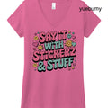 Say it with Stickerz 2 - Fuchsia Frost / XS - Printed T-Shirts