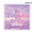 Time To Pray Square Sticker, Religious Devotional Faith Sticker - 2’’ × 2’’ / White - Stickers